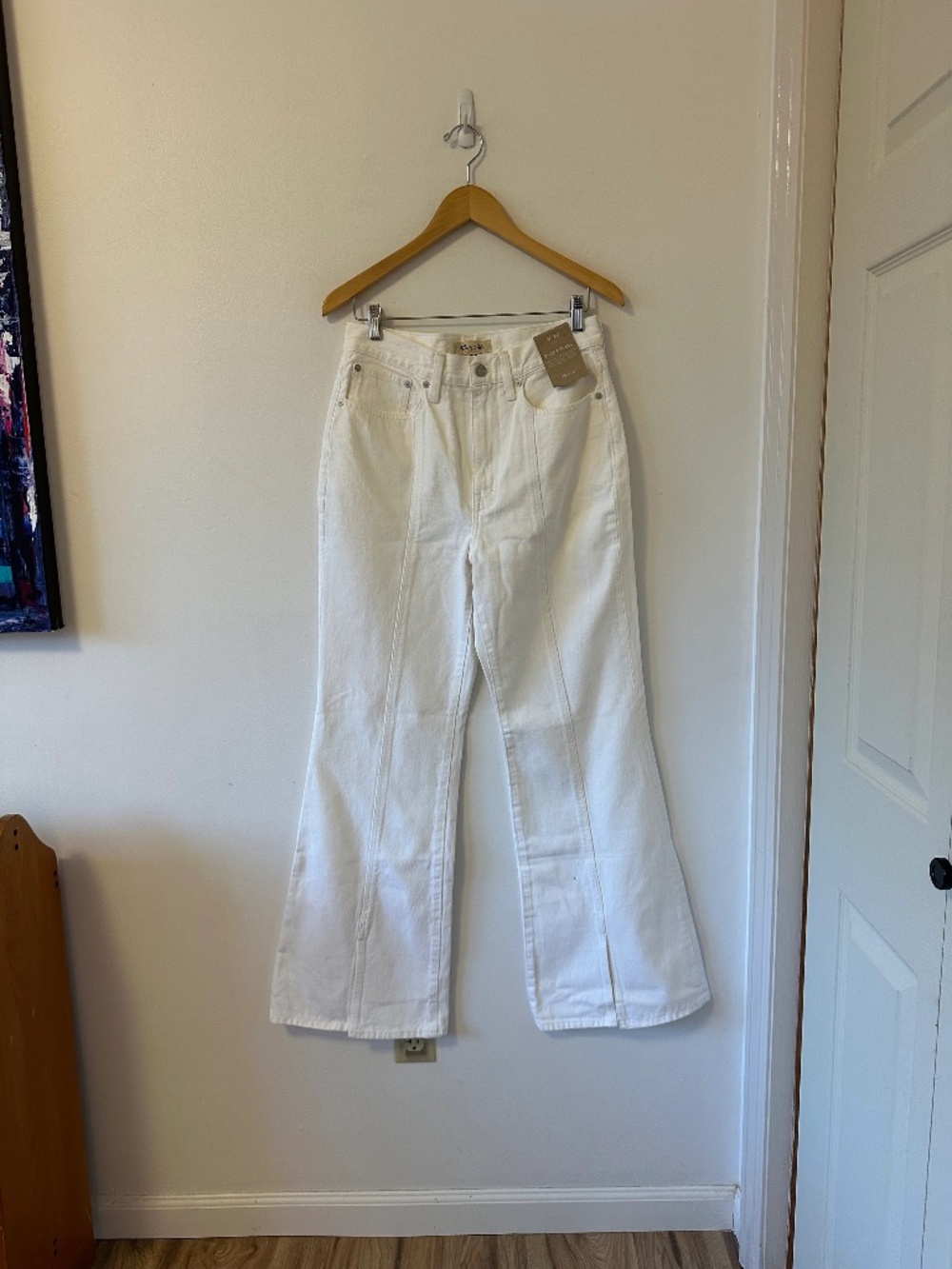 NWT Madewell White Baggy Flare Front Slit Jeans | Size 28 - Picture 5 of 16